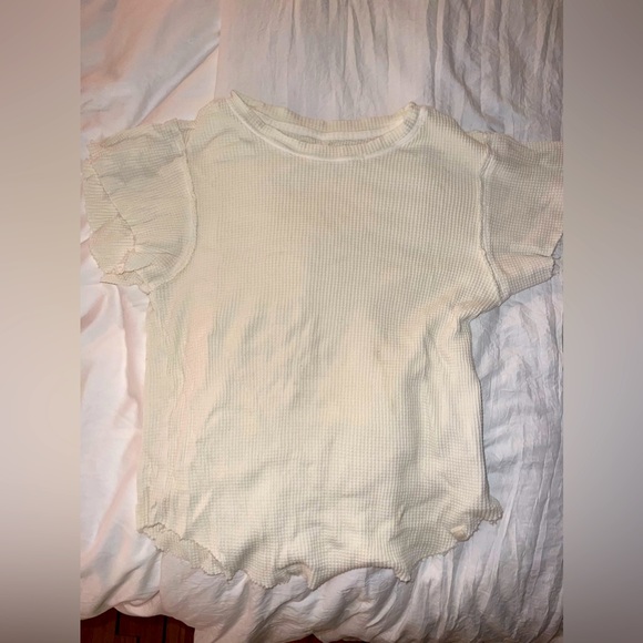 Off White Waffle Free People (WeTheFree) Tee - size Small, lightly worn - Picture 2 of 3